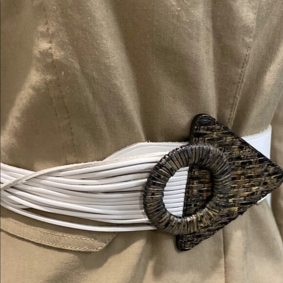 80's White and Brown Belt leather with Bold Buckle by Orciani - Picture 3 of 16